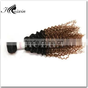 Burmese and Cambodia Ombre Deep Curly Human Hair/ Hair Dye Human Hair Extension/100% Real Virgin Indian Hair Wholesale thumbnail-4