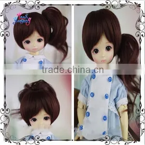 Cute Synthetic Dark Brown 1/6 Bjd Doll Bob Wigs With Ponytail thumbnail-1
