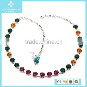Hot Sale Rainbow Colors Crystal Beaded Statement Necklace thumbnail-4