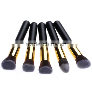 Hot Sale High Quality 10pcs Black Gold Synthetic Kabuki Makeup Brush Set With Private Label thumbnail-2