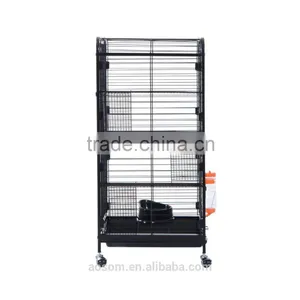 Pawhut 37" 4 Level Indoor Hutch Small Animal Cage - Black thumbnail-4