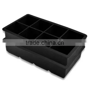 Ice Cube Trays - Food Grade Ice Cube Containers - Eight Cubes Ice Molds, Set of 2, Black thumbnail-2