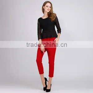 PRETTY STEPS 2016 Elegant Black Long Sleeves See Through Mesh Blouse for Office Ladies thumbnail-4
