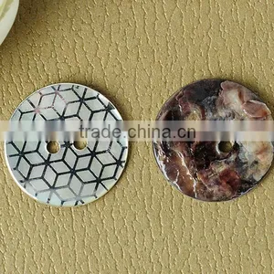 2 Holes Painting Figure Lasered Natural Japanese Akoya Shell Buttons thumbnail-1