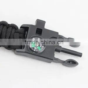 Paracord Survival Bracelet With a 350LB Parachute Cord, Fire Starter, Embedded Compass, Flint, Emergency Knife & Whistle thumbnail-4