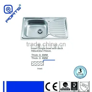 780x430 Single Bowl Stainless Steel Kitchen With Drainboard thumbnail-1