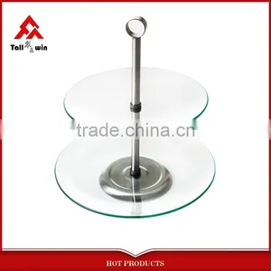2 Tier Round Glass Buffet and Dessert Stand thumbnail-2