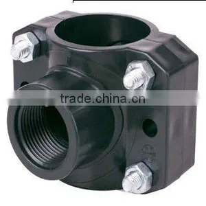 Black UPVC Pipe Sleeve Saddle Clamp thumbnail-1