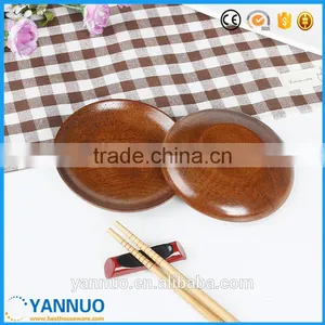 Wholesale Japanese Style Dessert Saucer Wood Food Plate, Round Wooden Small Dish for Afternoon Tea thumbnail-3