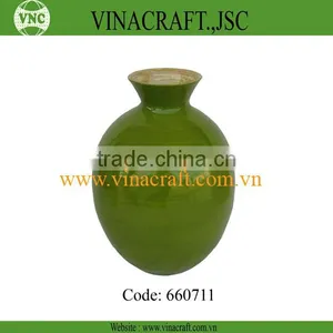 Green Spun Bamboo Vase for Home Decor thumbnail-1