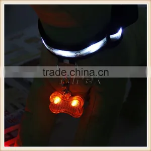 NEW BLUE LED BONE SHAPE DOG TAG SAFETY COLLAR PET LIGHT NECK FLASH CAT HI VIZ thumbnail-3