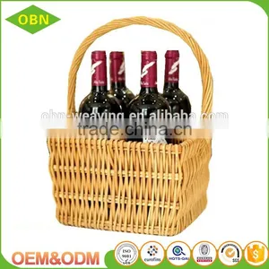 Handmade Win Holder Wicker Wine Basket for 4 Bottle thumbnail-3