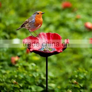 Cast Iron Colorful Drawing Poppy Bird Feeder thumbnail-1