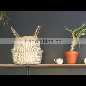 Handmade Home Decor Zigzag Belly Seagrass Basket thumbnail-2