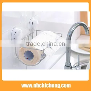 Wall Shelf Bathroom Suction Shelf Toilet Tissue Holder Toilet Paper Roller thumbnail-1