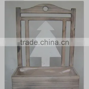 Rectangular Antique Wood Hanging Planter thumbnail-1