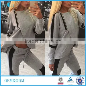 Two Piece Set Women Tracksuits Sportsuit 2016 Autumn Ladies Zipper Split Hooded Sweatshirts thumbnail-1