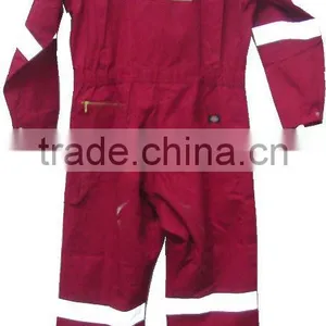 HOT! Red Flame Resistant Firefighter Coveralls With Reflective Tape thumbnail-1