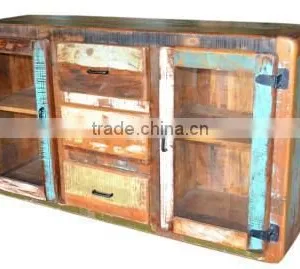 Weathered Look Wooden Side Board thumbnail-1