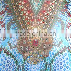 DIGITAL Print Lace up Georgette Crystal Blouse Kaftan CAFTAN Tunic Poncho Top thumbnail-5