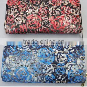 Hot Gold Sequin 2016 Lady New Popular Print Rose Wallet thumbnail-2