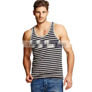 High Quality Mens Classic Stripes Eco-friendly Stringer Tank Tops thumbnail-1