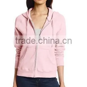 New Design Women's Ribbed-knit Cuffs and Hem Fleece Sweatshirts Zipper With Hood thumbnail-1