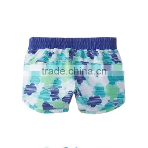 Blue Floral Polyester Board Shorts Summer Swim Short For Girl thumbnail-2