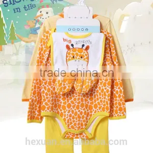 100% Cotton Autumn Europe 5pcs Rompers Suit Baby Clothing Sets thumbnail-4