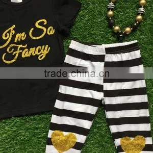 Girls Summer Outfits Baby Girls Boutique Clothing Girls I'm so Fancy Otufits Stripe Capri Pants Sets With Accessories thumbnail-3