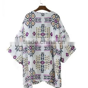 New Style Women Beach Blouses Printed Shirts Casual Camisas Femininas Blusas Vintage Kimono Cardigan thumbnail-1