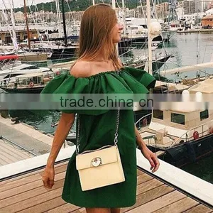 Ladies Fashion Half Shoulder-off Dresses Lady's Short Butterfly Sleeve Dress for Wholesale 2017 thumbnail-2