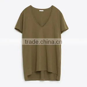 100% Cotton V Neck t Shirt for Women Wholesale in China thumbnail-6