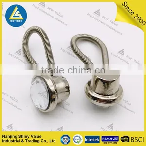 10mm Diameter Professional Metal Button Shirt Extenders With Spring and Pure White Diamond Studded thumbnail-2
