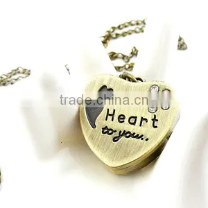 Free Shipping!!!27*25mm Cartoon Heart-shaped Pendant Pocket Watch @ Mixed Antique Bronze Mechanical Locket Watch Pocket thumbnail-1