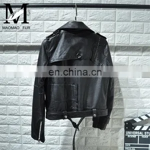 Italian Soft Jacket Genuine Lambskin Leather Slim Leather Jacket Woman Color thumbnail-4