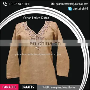 Best Quality Handwork Latest Ladies Designer Cotton Kurtis thumbnail-5