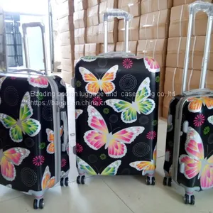 High Quality Butterfly Design PC Luggage Set 3pcs Travel Bag Aluminum Trolley Travel Case thumbnail-1