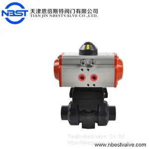 Factory Low Price Pneumatic Double Union UPVC PVC 2 Way Plastic Ball Valve thumbnail-1