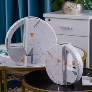 Geometric Pattern Modern Simple Hollow Ceramic Flower Vase For Living Room Stydy Bedroom thumbnail-2