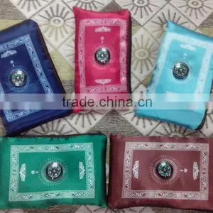 MA003 Travel Muslim With Compass Pocket Size Protable Prayer Mat 110*62cm Satin Prayer Mat thumbnail-1