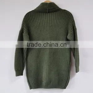 Two Pocket V-Neck Cardigan Sweater Army Green Long Sleeve Sweater for Nurse thumbnail-2