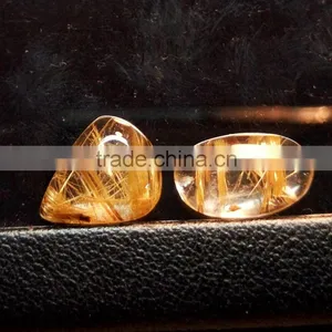 Golden Rutile Quartz Cabochon Gemstone / Loose Rutile Gemstones thumbnail-1