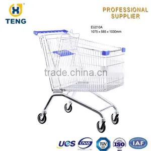 EU Style Zinc Plated Hand Unfolding Supermarket Trolley thumbnail-1