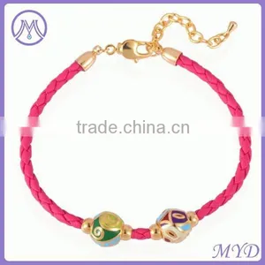 Customized DIY Fake Cloisonne Enamel Bead Leather Bracelet thumbnail-6