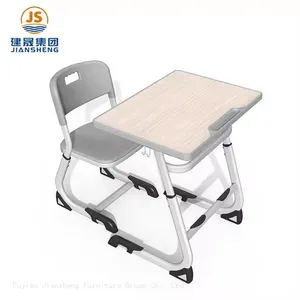 JS School Furniture Height Adjustable Classroom Desk and Chair for Primary School thumbnail-1