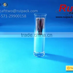 Round Shiny Silver Lipstick Tube With Big Clear Cover, Silver Lip Cream Tube With Large Transparent Cap thumbnail-2