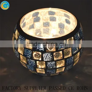 Colored Handmade Round Crackle Mosaic Glass Candle Holders Vintage Candle Jars Quality Choice Supplier's Choice thumbnail-5
