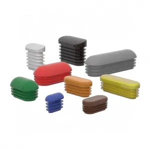 Flat Sided Oval Black Capped Ribbed Insert Blanking End Caps Tube Bung Rubber Oval Hole Plugs thumbnail-1