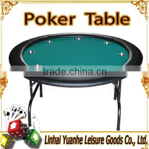 52 Inch Round Poker Table With Iron Legs and Steel Cup Holders thumbnail-1